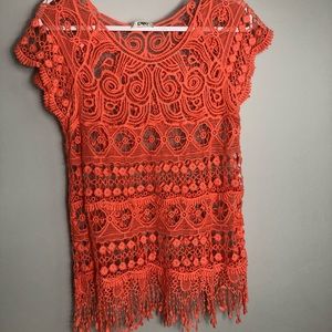 Salmon Crochet Top small